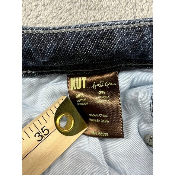 Kut From The Kloth Jeans Straight Loose Fitting Blue Denim Embroidered Size 2 - Picture 4 of 7